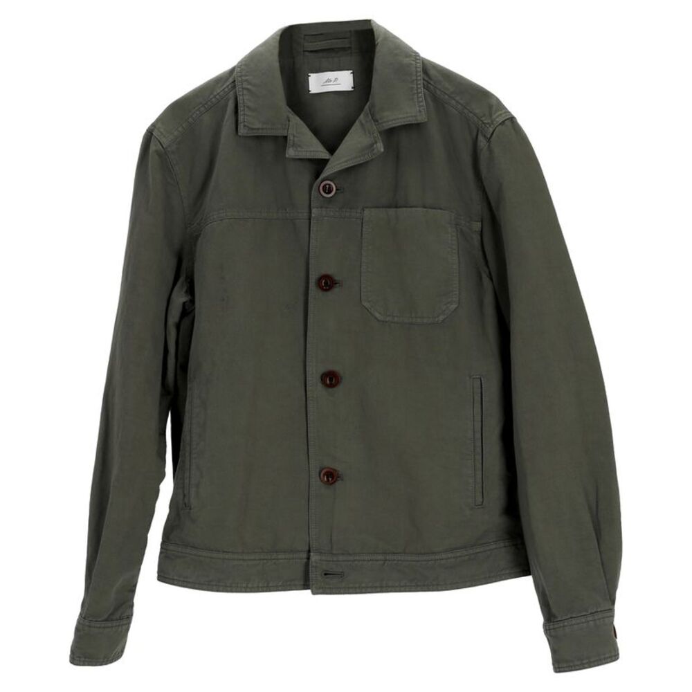 Mr P. Camp-Collar Garment-Dyed Jacket in Green Cotton